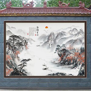 最新款外墙瓷砖山水画，自然与建筑的和谐共生之美